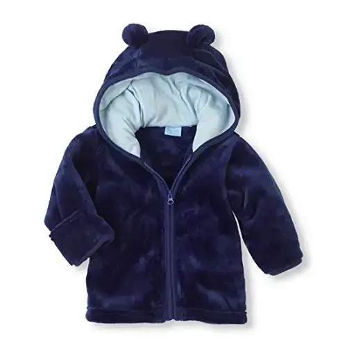 Noubeau Infant Baby Boys Girls Fleece Ears Hat with Lined Hooded Zipper Up Jacket Coat Tops Outwear Overcoat Warm Fall Winte - 1
