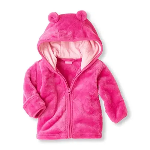 Noubeau Infant Baby Boys Girls Fleece Ears Hat with Lined Hooded Zipper Up Jacket Coat Tops Outwear Overcoat Warm Fall Winte - 1