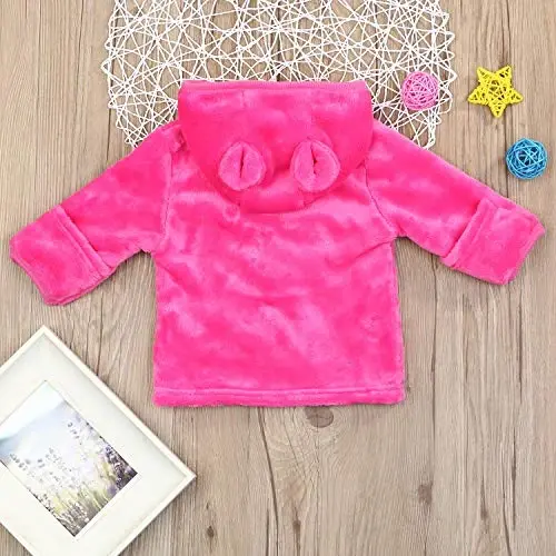 Noubeau Infant Baby Boys Girls Fleece Ears Hat with Lined Hooded Zipper Up Jacket Coat Tops Outwear Overcoat Warm Fall Winte - 4