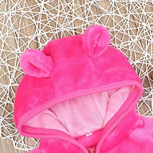 Noubeau Infant Baby Boys Girls Fleece Ears Hat with Lined Hooded Zipper Up Jacket Coat Tops Outwear Overcoat Warm Fall Winte - 5