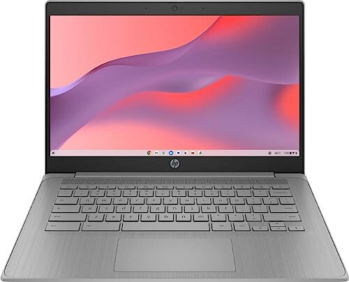 Ноутбук HP Chromebook 2023 года, 14-дюймовый экран, процессор Intel Celeron N4120, 4 ГБ ОЗУ, 64 ГБ eMMC, графика Intel UHD Graphics 600, Wi-Fi, Bluetooth, Chrome OS, Современный серый - 1