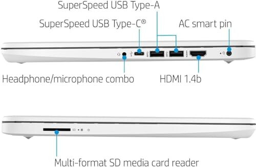 Ноутбук HP Stream 14 дюймов для студентов и бизнеса - Процессор Intel Quad-Core, 16 ГБ ОЗУ, 320 ГБ памяти (64 ГБ eMMC + 256 ГБ карта), Office 365 на 1 год, веб-камера, длительное время автономной работы, Win11 S с мышью - 4