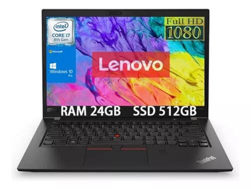 Ноутбук LENOVO ThinkPad T480s, 14 IPS FHD (1920x1080) матовый дисплей, Intel Core i7-8650U 4.20 ГГц, 24 ГБ ОЗУ, 512 ГБ SSD, сканер отпечатков пальцев, поддержка Windows 10 Pro, черный цвет, восстановленный - 1