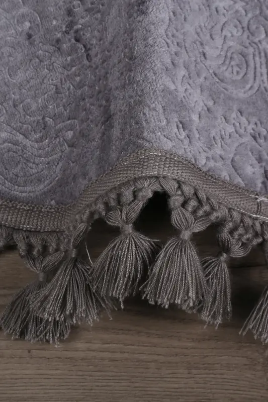 Nova Antracit Круглый 100x100 см Коврик для ванной с помпонами, бахромой, нескользящей основой, машинной стиркой - Антрацит - 3