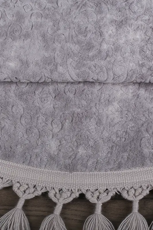 Nova Gri dumaloq 100x100 Sm ponponli popukli sirpanmaydigan taglikli mashinada yuviladigan hammom gilami-kulrang - 5