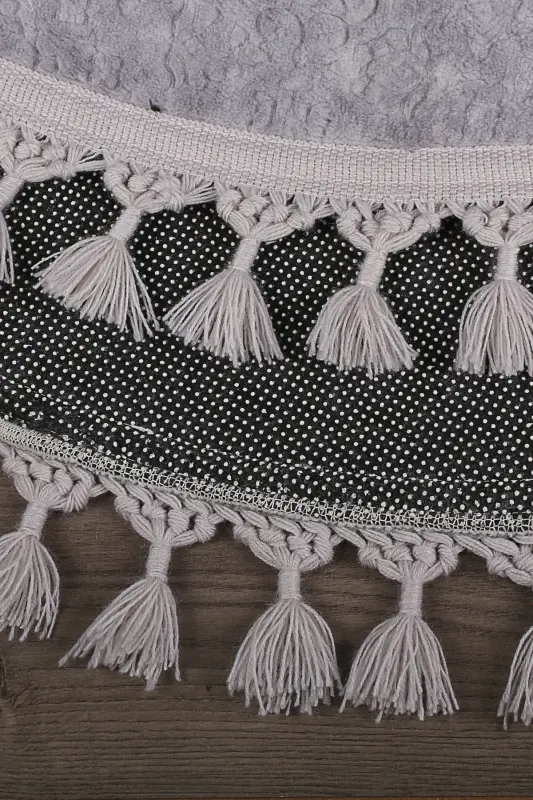 Nova Gri Yuvarlak 100x100 Cm Ponpon Saçaklı Kaymaz Tabanlı Makinede Yıkanabilir Banyo Paspası-Gri - 4