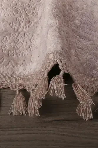 Nova Kahve Yuvarlak 100x100 Cm Ponpon Saçaklı Kaymaz Tabanlı Makinede Yıkanabilir Banyo Paspası-Kahve - 3