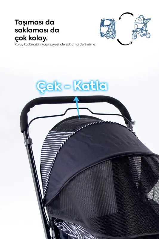 Nova Pet Stroller 52x76.5x95cm Black - 7