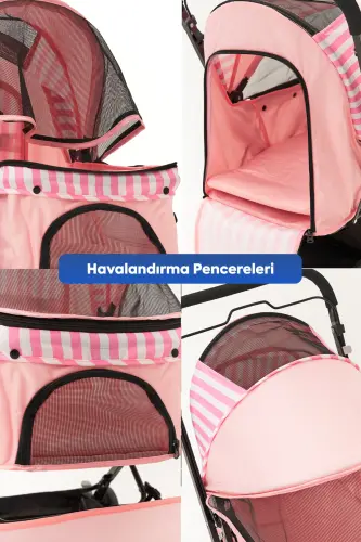 Nova Pet Stroller 52x76.5x95cm Pink - 3