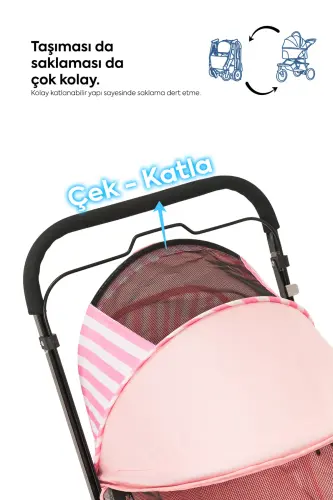 Nova Pet Stroller 52x76.5x95cm Pink - 6