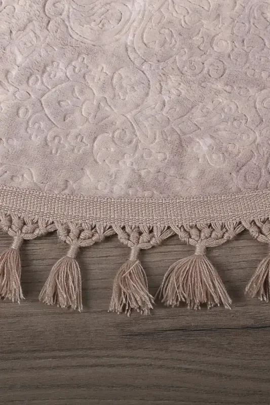 Nova Qahva Dumaloq 100x100 Sm Ponpon Sochli Sirpanmaydigan Taglikli Mashinada Yuviladigan Hammom Gilami-Qahva - 2