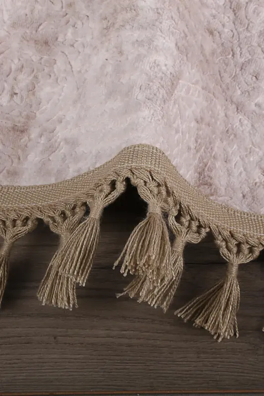 Nova Vizon Round 100x100 Cm Pompon Fringed Non-Slip Base Machine Washable Bath Mat-Mink - 3