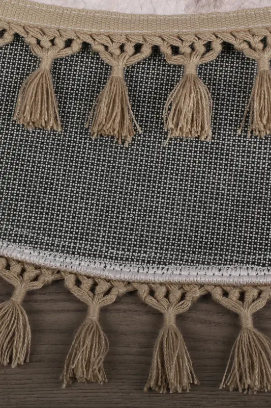 Nova Vizon Yuvarlak 100x100 Cm Ponpon Saçaklı Kaymaz Tabanlı Makinede Yıkanabilir Banyo Paspası-Vizon - 4