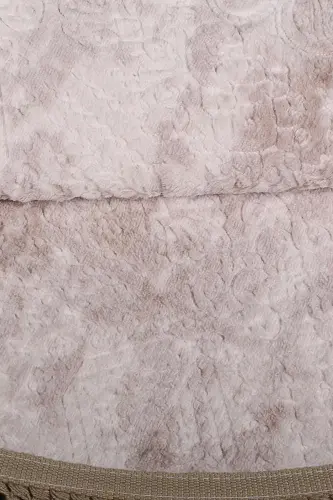 Nova Vizon Yuvarlak 100x100 Cm Ponpon Saçaklı Kaymaz Tabanlı Makinede Yıkanabilir Banyo Paspası-Vizon - 5