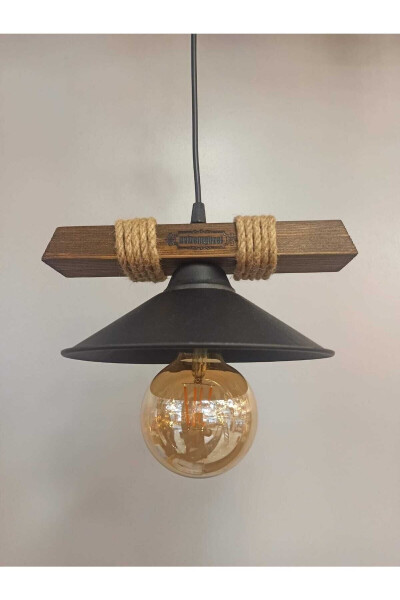 Nova Wooden Rustic Modern Rope Single Pendant Chandelier - 8