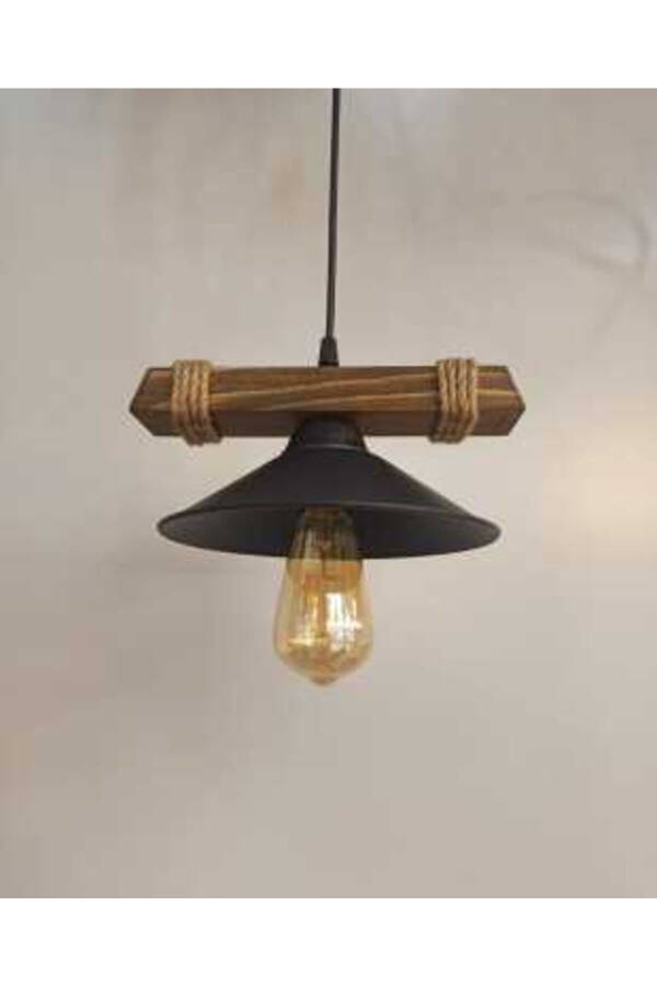 Nova Wooden Rustic Modern Rope Single Pendant Chandelier - 10