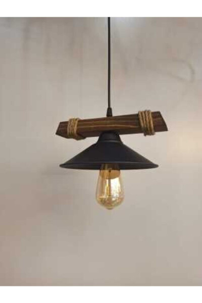 Nova Wooden Rustic Modern Rope Single Pendant Chandelier - 11