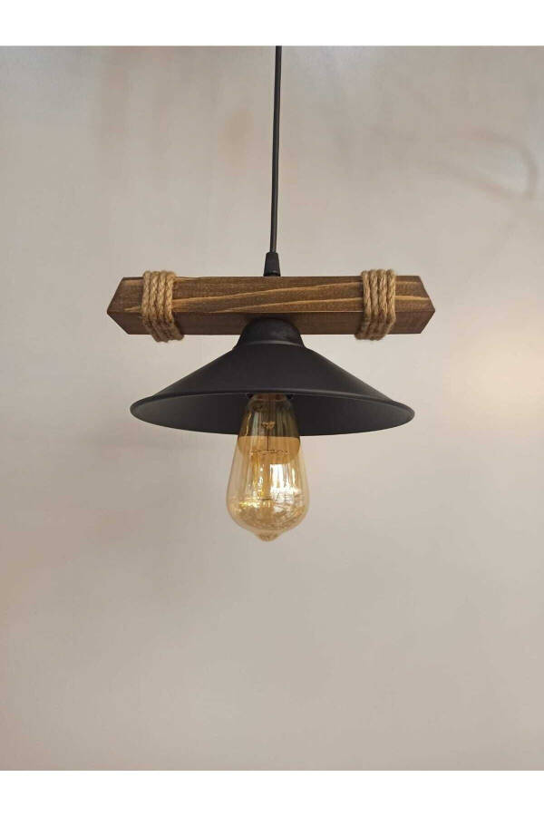 Nova Wooden Rustic Modern Rope Single Pendant Chandelier - 12