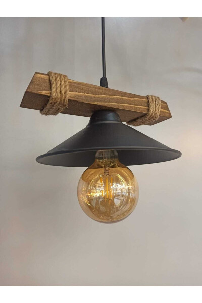 Nova Wooden Rustic Modern Rope Single Pendant Chandelier - 13