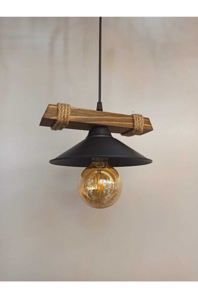 Nova Wooden Rustic Modern Rope Single Pendant Chandelier - 14
