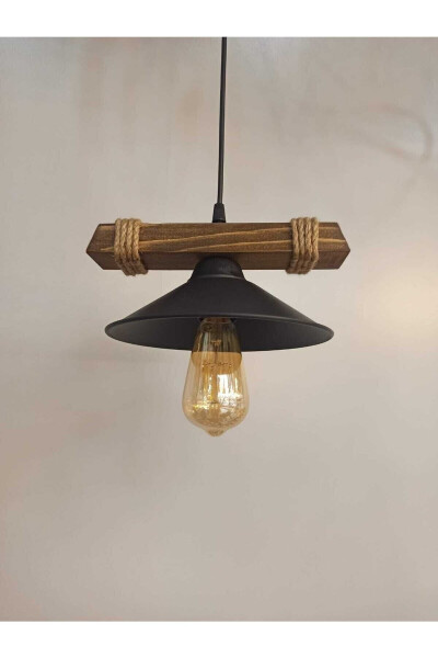 Nova Wooden Rustic Modern Rope Single Pendant Chandelier - 5