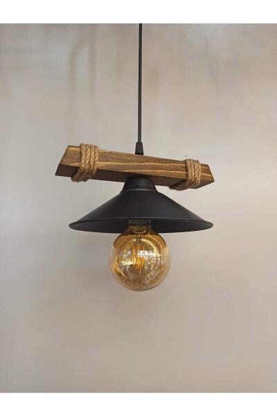 Nova Wooden Rustic Modern Rope Single Pendant Chandelier - 7