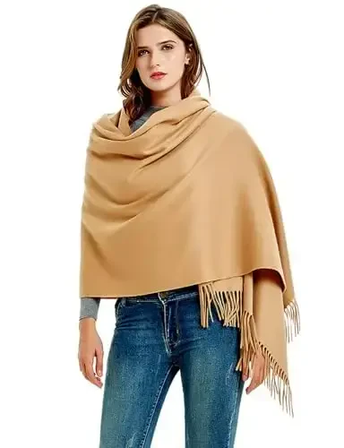 Novawo Wool Shawl Large Thick PasModazoneina Travel Blanket Scarf Winter Wraps for Women - 1