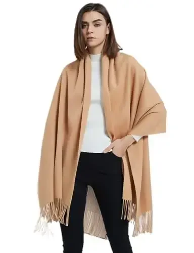 Novawo Wool Shawl Large Thick PasModazoneina Travel Blanket Scarf Winter Wraps for Women - 2