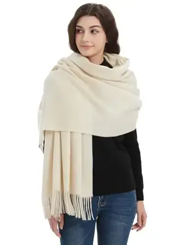 Novawo Wool Shawl Large Thick PasModazoneina Travel Blanket Scarf Winter Wraps for Women - 3