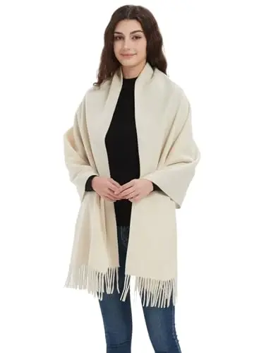 Novawo Yün Şal Büyük Kalın PasModazoneina Seyahat Battaniyesi Eşarp Kadınlar için Kışlık Şallar - WOOL (1)