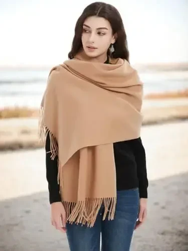 Novawo Wool Shawl Large Thick PasModazoneina Travel Blanket Scarf Winter Wraps for Women - 4