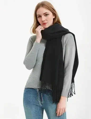 Novawo Wool Shawl Large Thick PasModazoneina Travel Blanket Scarf Winter Wraps for Women - 2