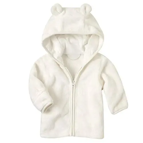 Noubeau Infant Baby Boys Girls Fleece Ears Hat with Lined Hooded Zipper Up Jacket Coat Tops Outwear Overcoat Warm Fall Winte - 1