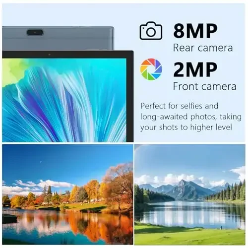 NOVOJOY 2 in 1 Tablet 10 Inch Android 14 OS Tableta, Tablets with Keyboard, Mouse, Case, Stylus, 64GB ROM+8GB RAM, 2MP+8MP Dual Camera, Quad Core Processor, 6000mAh Battery, 10.1 in FHD Tab Blue - 7