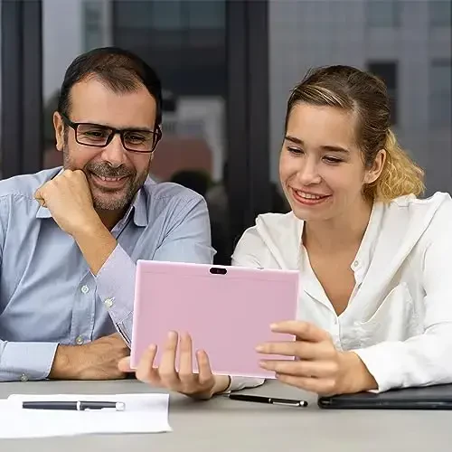 NOVOJOY 2 in 1 Tablet 10 Inch Android 14 OS Tableta, Tablets with Keyboard, Mouse, Case, Stylus, 64GB ROM+8GB RAM, 2MP+8MP Dual Camera, Quad Core Processor, 6000mAh Battery, 10.1 in FHD Tab Pink - 6