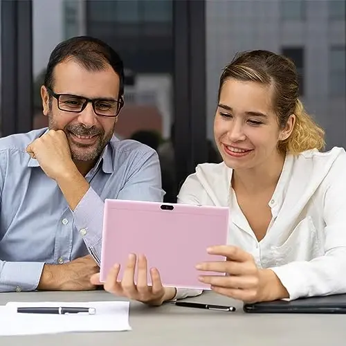 NOVOJOY 2 in 1 Tablet 10 Inch Android 14 OS Tableta, Tablets with Keyboard, Mouse, Case, Stylus, 64GB ROM+8GB RAM, 2MP+8MP Dual Camera, Quad Core Processor, 6000mAh Battery, 10.1 in FHD Tab Pink - 6