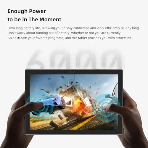 NOVOJOY 2 in 1 Tablet 10 Inch Android 14 OS Tableta, Tablets with Keyboard, Mouse, Case, Stylus, 64GB ROM+8GB RAM, 2MP+8MP Dual Camera, Quad Core Processor, 6000mAh Battery, 10.1 in FHD Tab Blue - 5