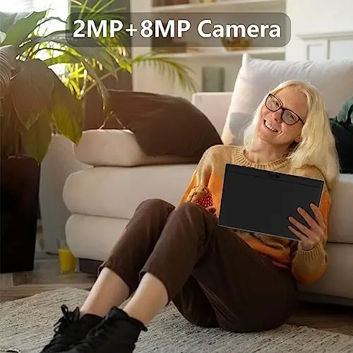 NOVOJOY 2 in 1 Tablet 10 Inch Android 14 Tablets, Tablet with Keyboard, Mouse, Case, Stylus, 64GB ROM+8GB RAM, 2MP+8MP Dual Camera, Quad Core Processor, 6000mAh Battery, 10.1 in FHD Tab Black Tableta - 4