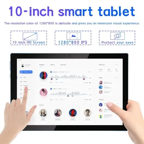 NOVOJOY Tablet 10 Inch Android Tablets with Case and Stylus Android 15 Tablet with Cover 2MP+8MP Dual Camera 6000mAh Battery 12GB RAM(4GB+8GB Expansion) 64GB ROM 5Gwifi-6 10.1