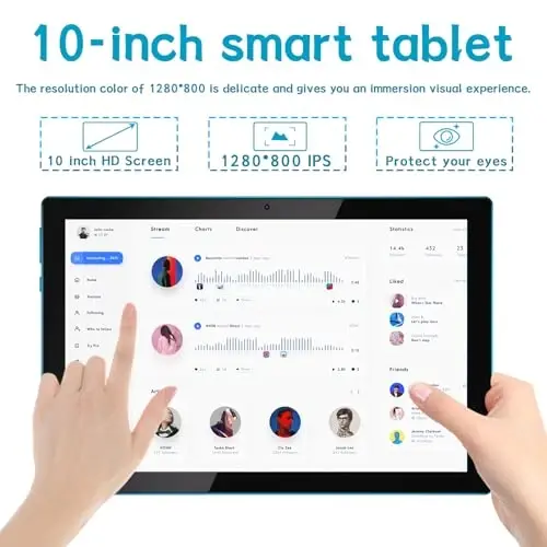 NOVOJOY Tablet 10 Inch Android Tablets with Case and Stylus Android 15 Tablet with Cover 2MP+8MP Dual Camera 6000mAh Battery 12GB RAM(4GB+8GB Expansion) 64GB ROM 5Gwifi-6 10.1