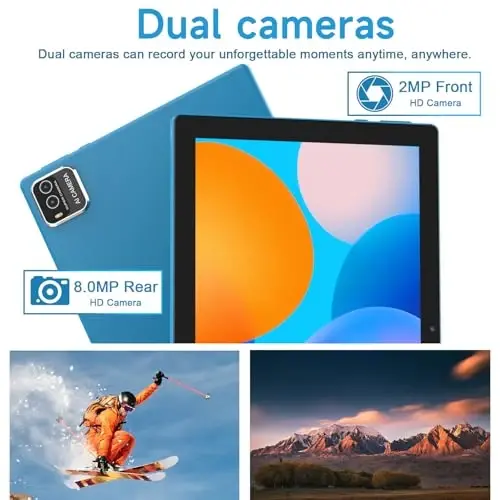 NOVOJOY Tablet 10 Inch Android Tablets with Case and Stylus Android 15 Tablet with Cover 2MP+8MP Dual Camera 6000mAh Battery 12GB RAM(4GB+8GB Expansion) 64GB ROM 5Gwifi-6 10.1
