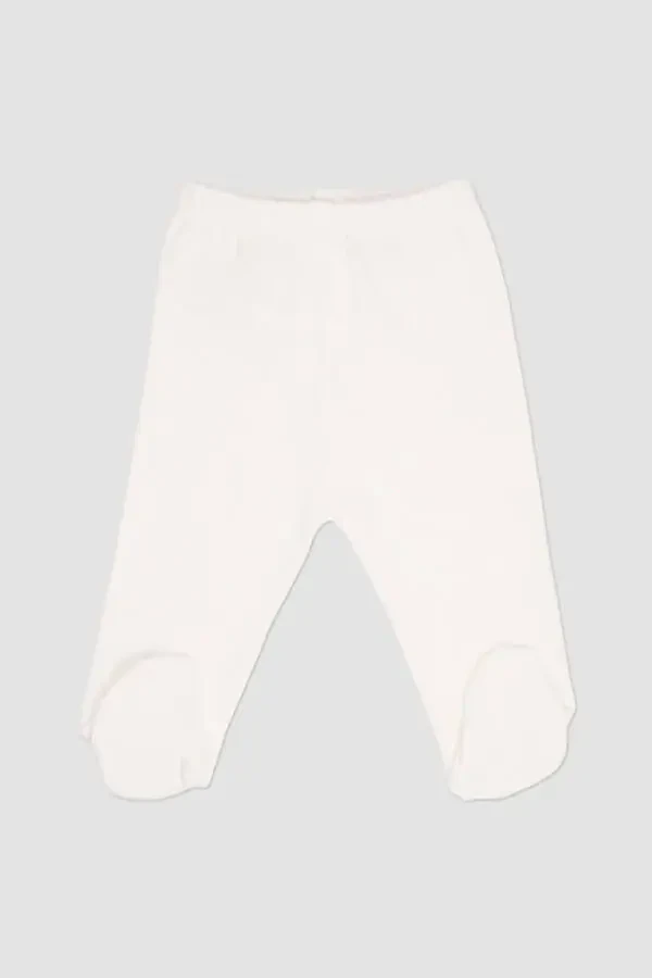 Новорожденные вязаные штанишки со следочками, 2 шт., экрю - 1