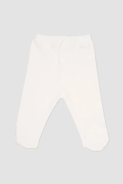 Новорожденные вязаные штанишки со следочками, 2 шт., экрю - 2