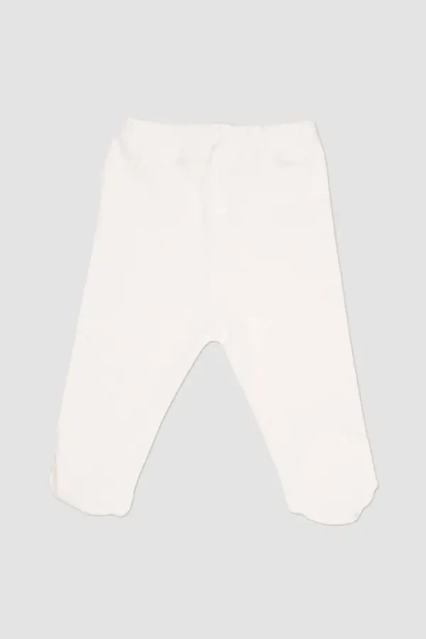 Новорожденные вязаные штанишки со следочками, 2 шт., экрю - 2