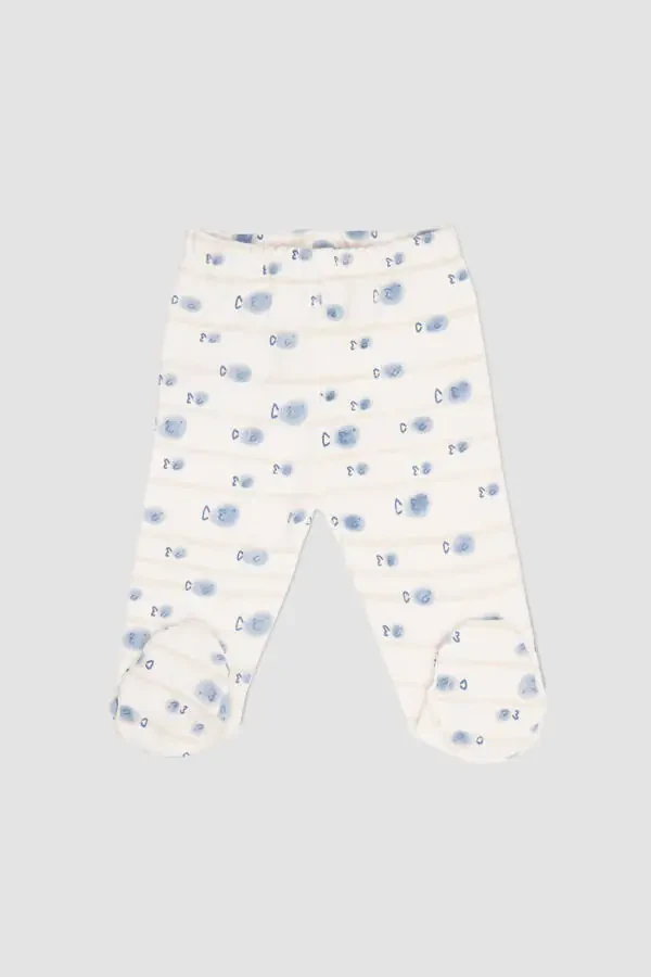 Новорожденные вязаные штанишки со следочками, 2 шт., экрю - 3