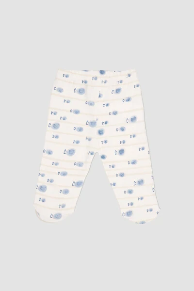 Новорожденные вязаные штанишки со следочками, 2 шт., экрю - 4