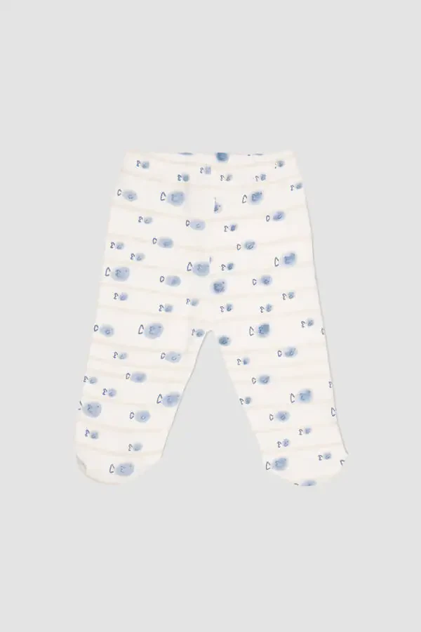Новорожденные вязаные штанишки со следочками, 2 шт., экрю - 4