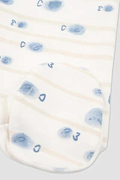 Новорожденные вязаные штанишки со следочками, 2 шт., экрю - 6