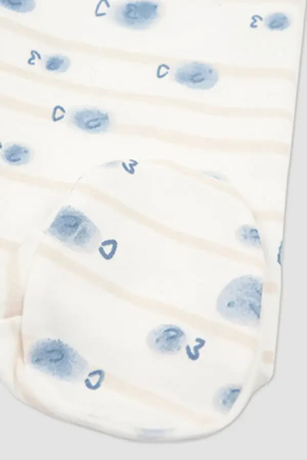 Новорожденные вязаные штанишки со следочками, 2 шт., экрю - 6