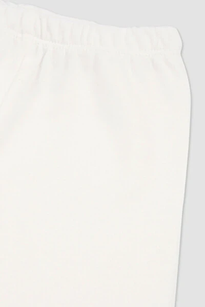 Новорожденные вязаные штанишки со следочками, 2 шт., экрю - 7